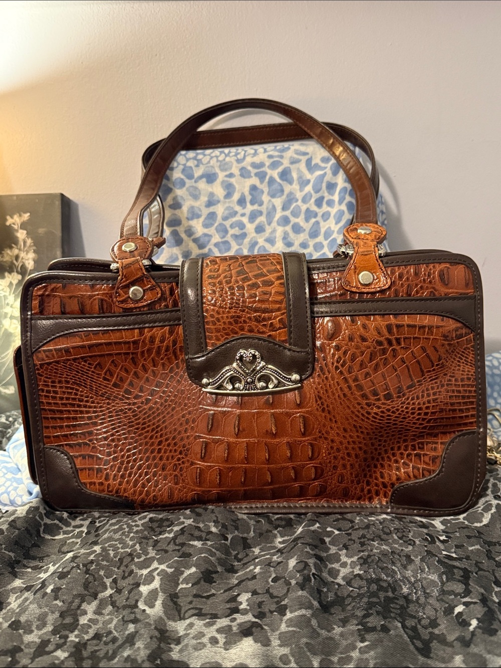 Vintage Marc Chantal Western Croc Textured Shoulder Bag